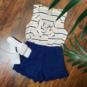 ANTHROPOLOGIE Dolan Pleated Collar Striped Tank